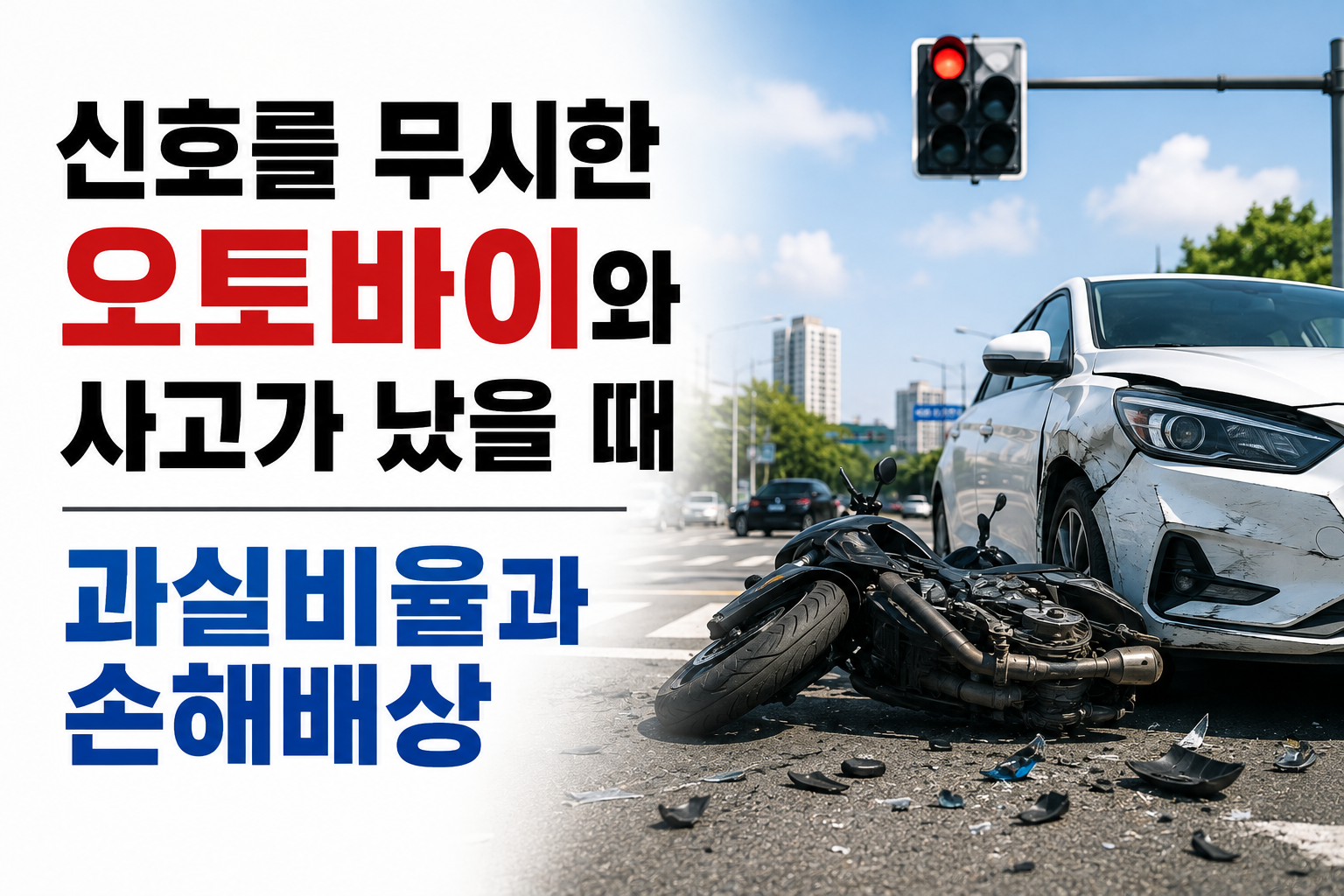 신호를 무시한 오토바이와 사고 썸네일