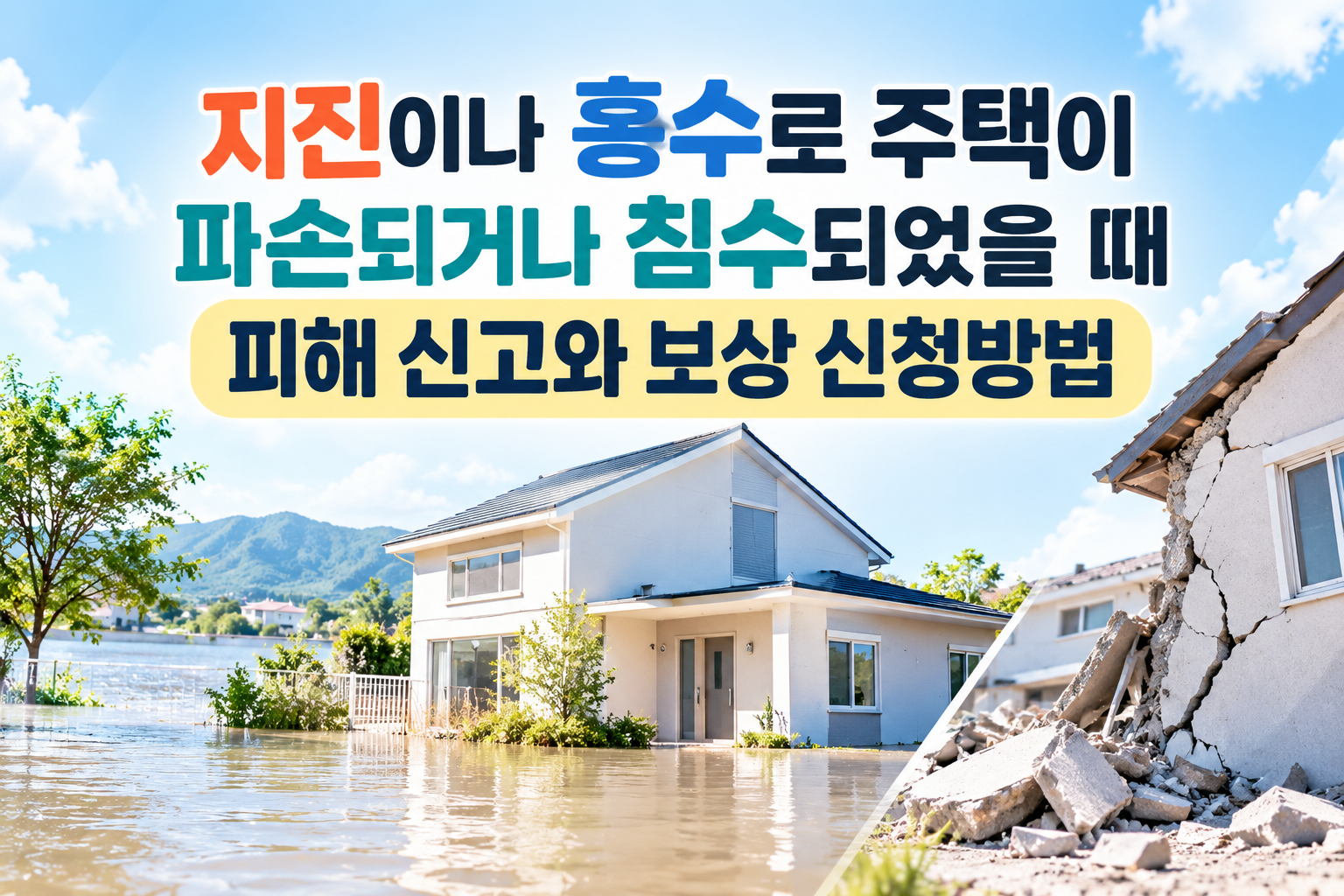 지진이나 홍수로 주택 파손되거나 침수시 신고와 보상 썸네일